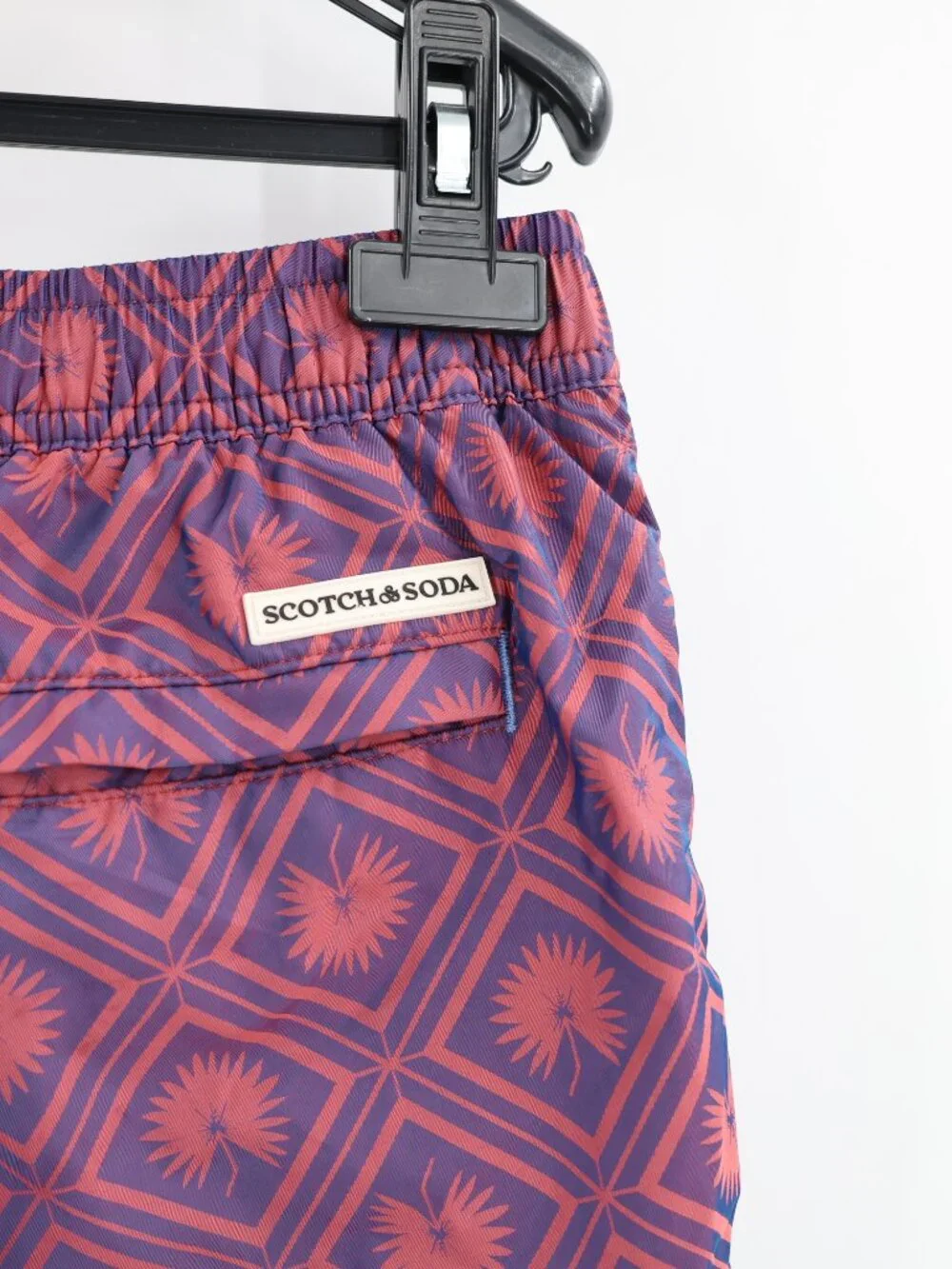 Scotch & Soda Swim Trunks Men's Medium Geometric Lined Drawstring Elastic Waist